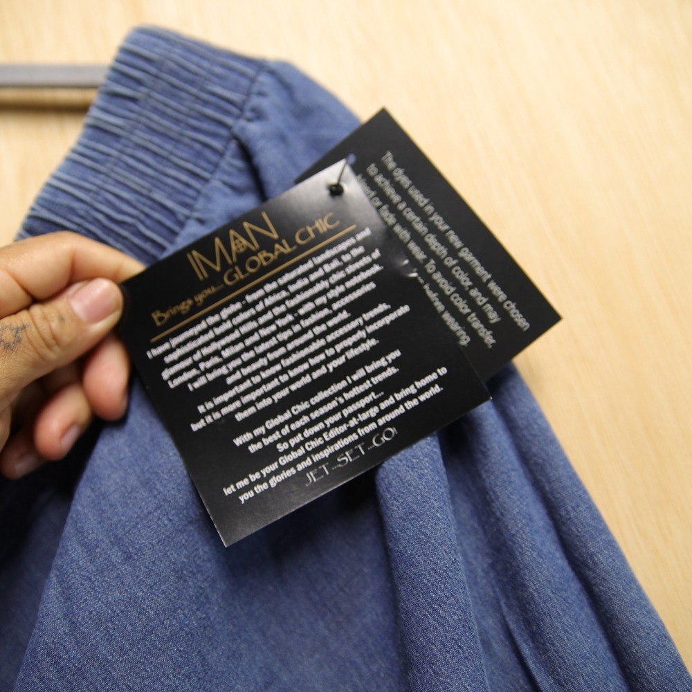 IMAN Global Chic Blue Chambray Wide Leg Elastic Waist Pants 3X NEW - Picture 5 of 7